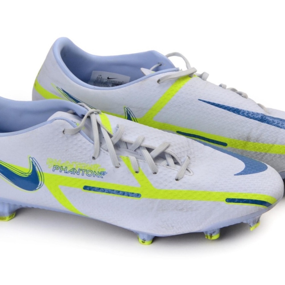Nike Phantom Men's White with Neon Yellow & Blue Soccer Cleats